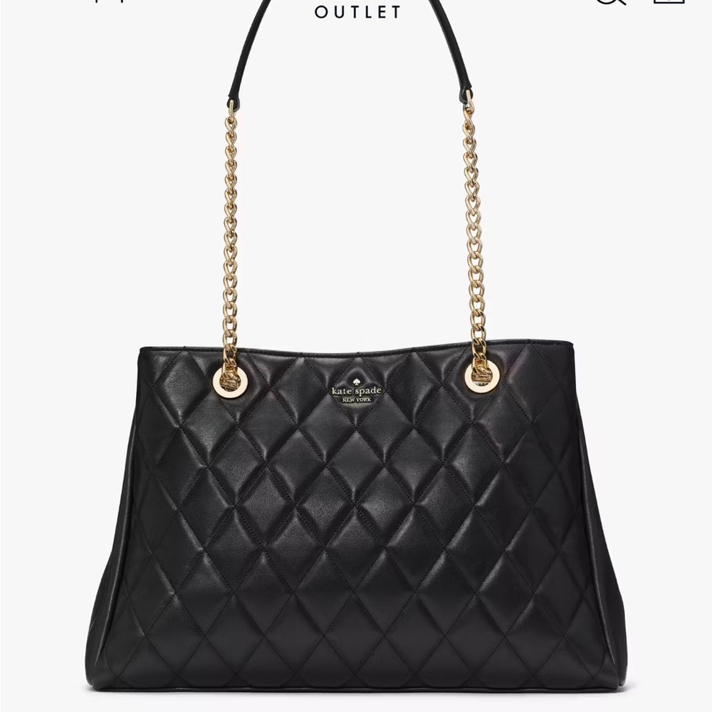 Kate Spade Quilted Black Shoulder Bag with Gold Chain
